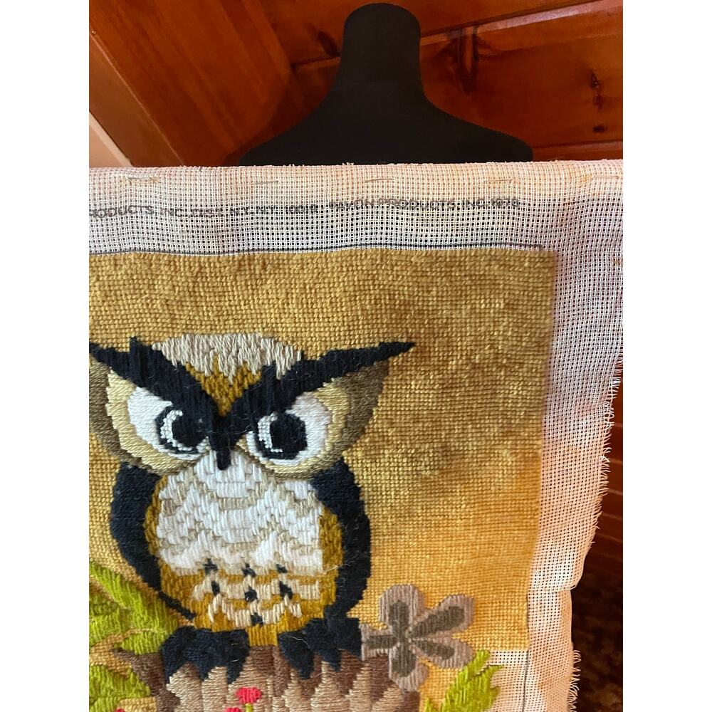 Vintage 1978s Avon Creative Needlecraft Unfinished Owl Needlepoint Crewel - Picture 3 of 11